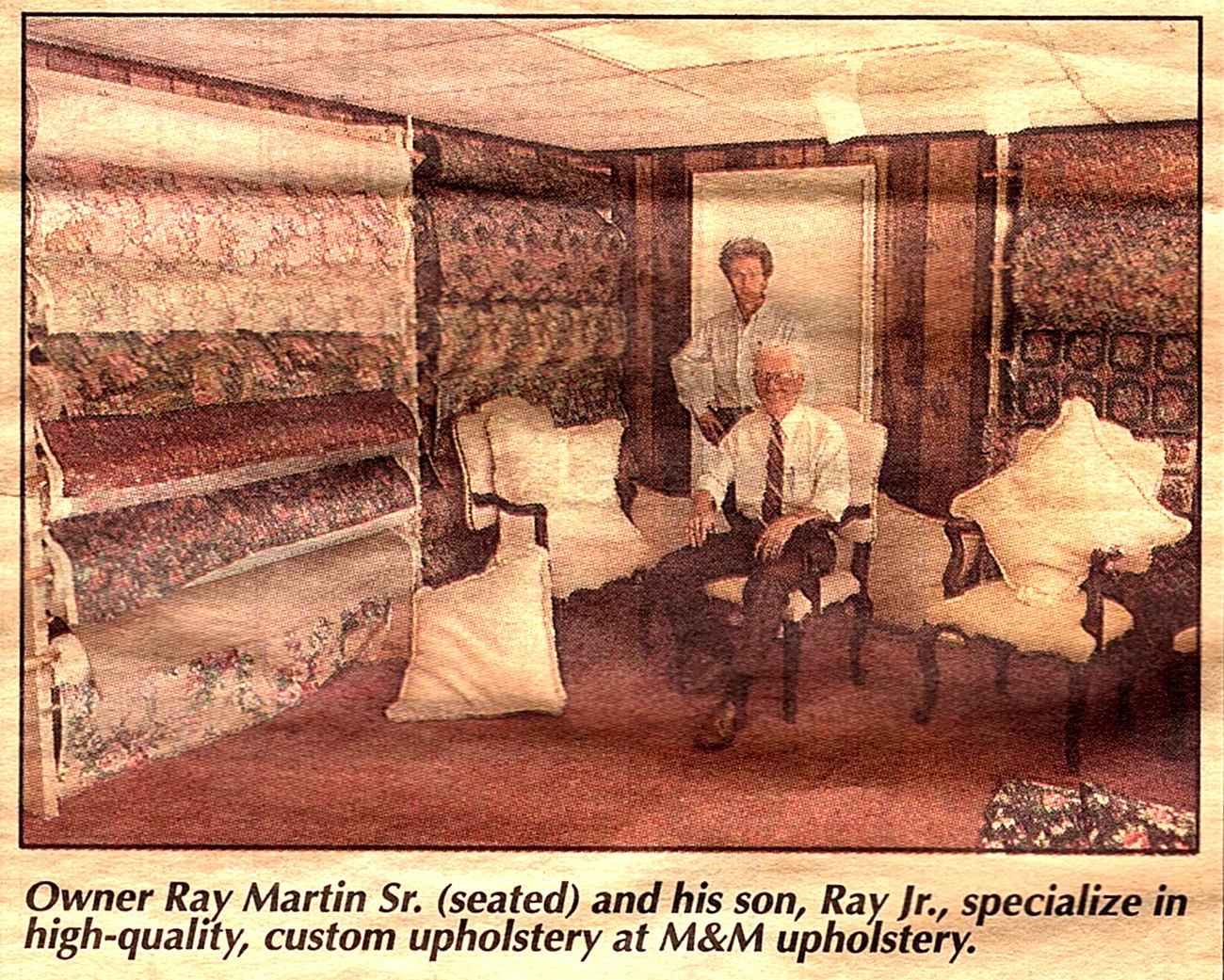 Dallas Morning News clipping from 14 October 1992 showing Ray Martin Sr. seated with his son Ray Martin Jr.