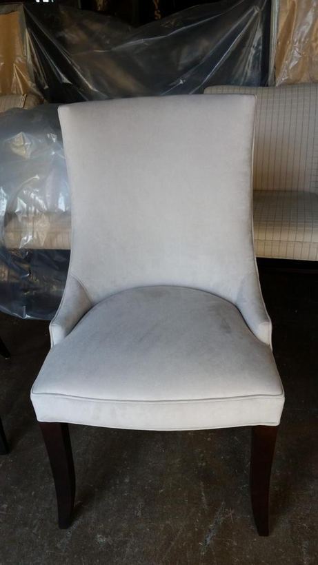 Dining chair in cream — upholstered by M&M Upholstery, Dallas