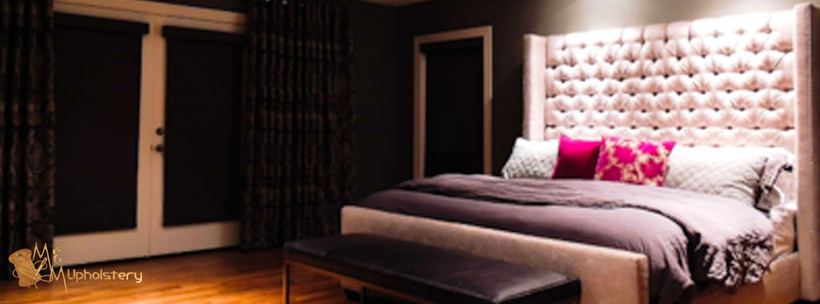 Panelled headboards in two schemes — upholstered by M&M Upholstery, Dallas