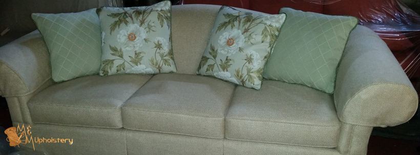 Tufted leather banquette backs — upholstered by M&M Upholstery, Dallas