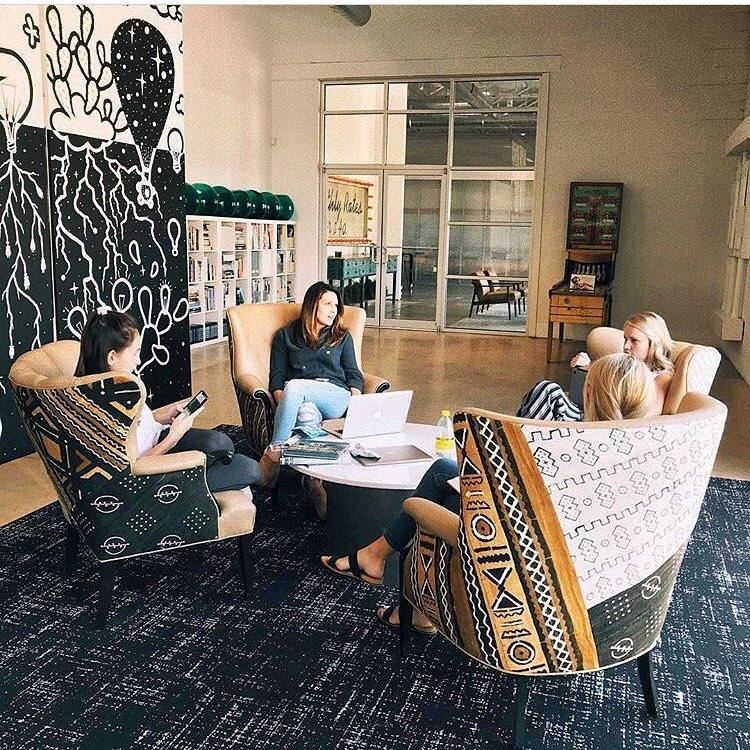 Lounge seating in a patterned scheme — upholstered by M&M Upholstery, Dallas